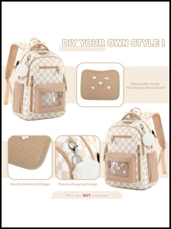 Girls 3-Piece Backpack Set Ita Bag Lunch Box Pencil Pouch, Aesthetic Kids